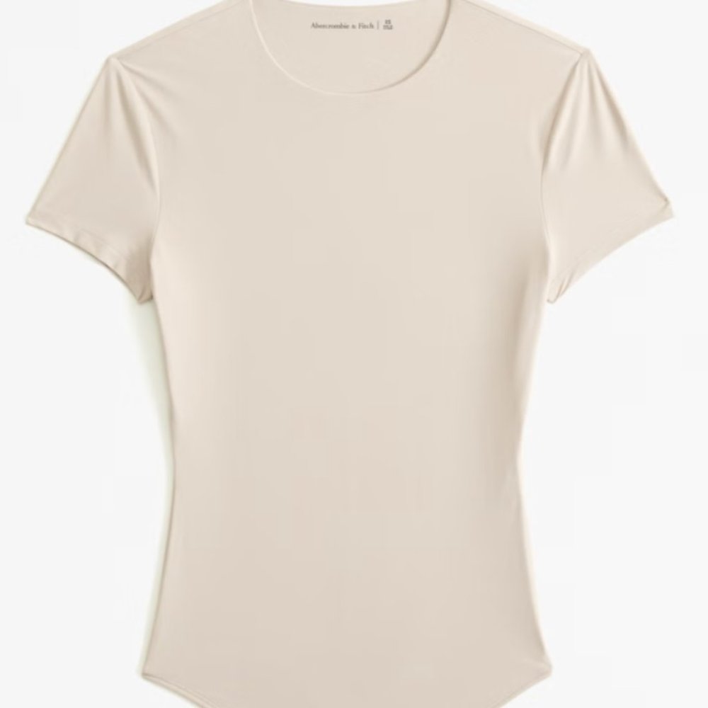NWT Light Taupe A&F Soft Matte Seamless Tee Bodysuit Size S